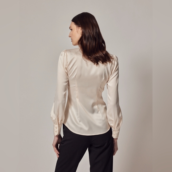 Cream Hawes & Curtis Satin Blouse - Picture 2 of 2